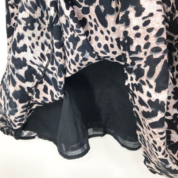 THML Black Tan Animal Print Fringe Neck Popover Cotton Dress - Picture 11 of 16